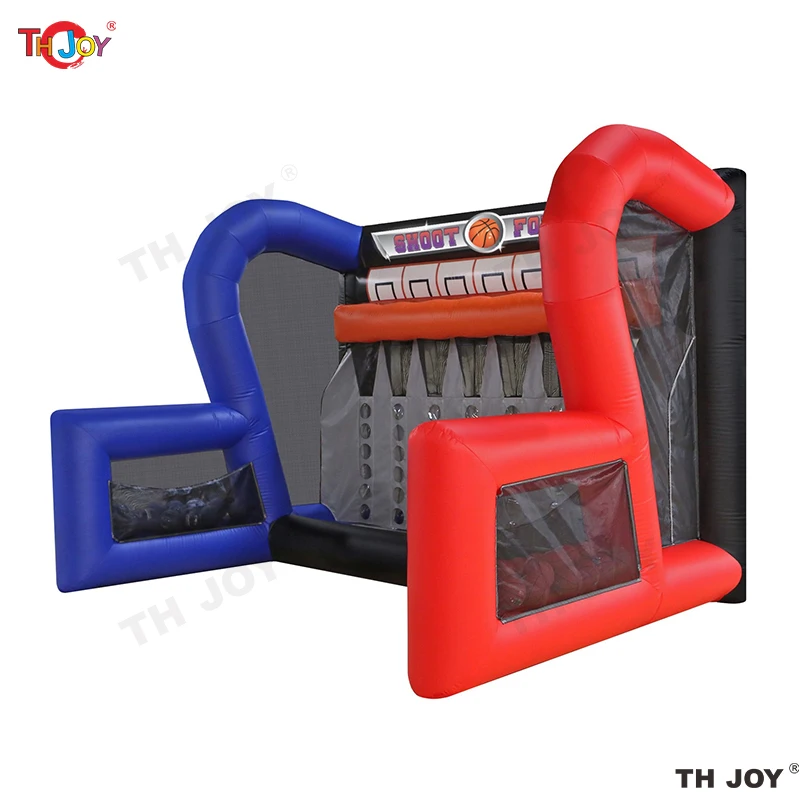Free Air Ship 3.7x3.1x3.7mH New Game Commercial Basketball Toss Inflatable Connecting Carnival Game Toys for Sale
