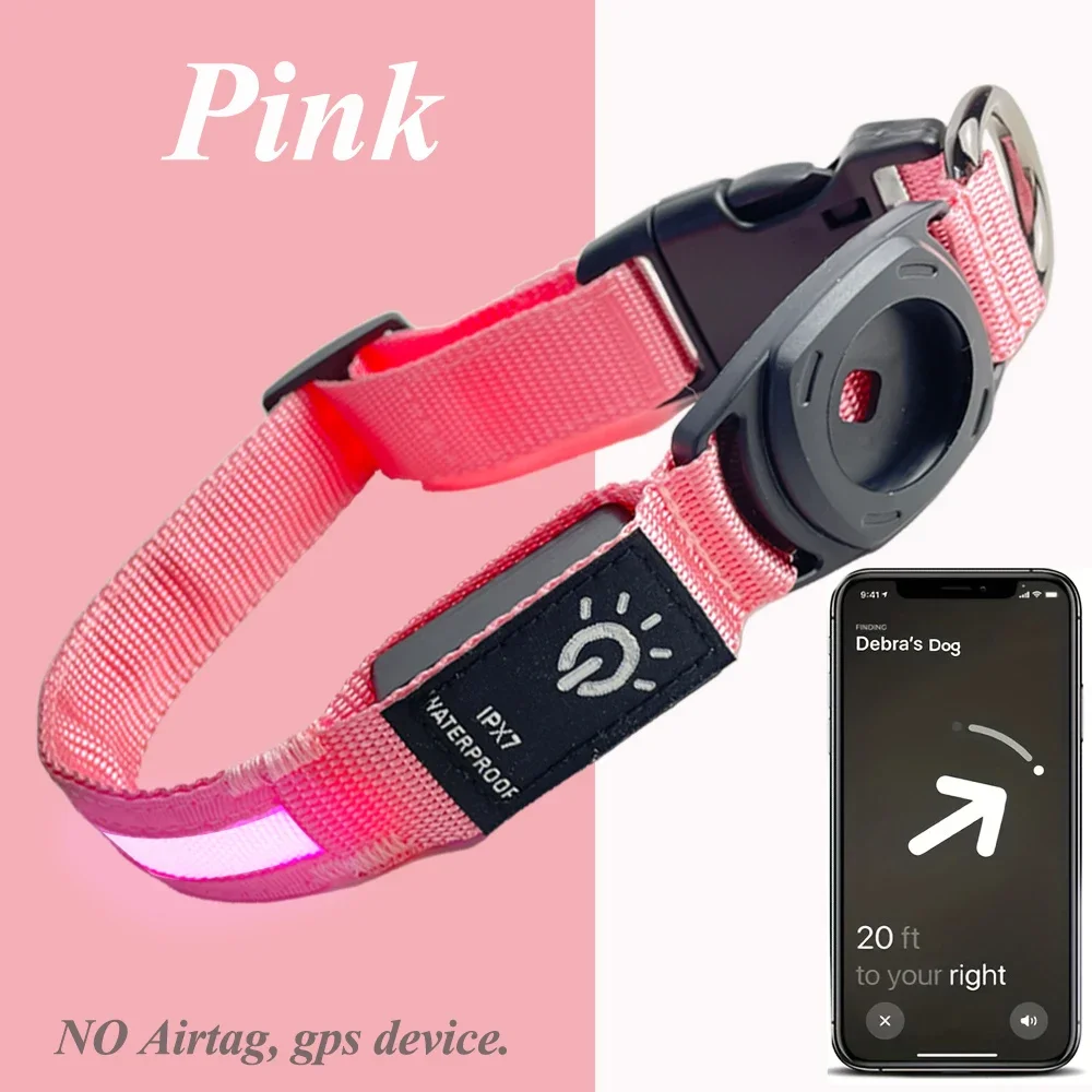 LED Dog Collar with GPS Tracker - Waterproof, USB Rechargeable, Luminous Pet Collar