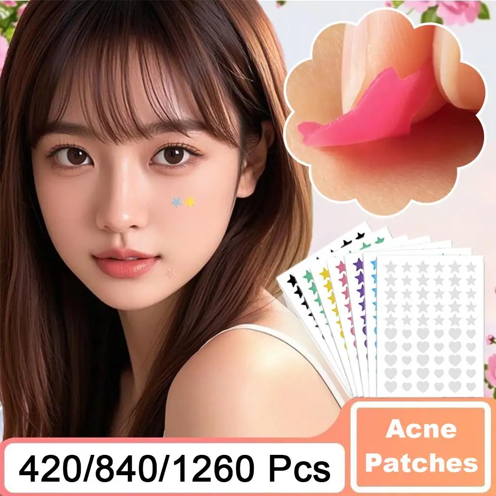 420/840/1260pcs Hydrocolloid Acne Patch Colorful Star heart-shape Acne Removal Sticker Invisible Pimple Cover Pimple Patch