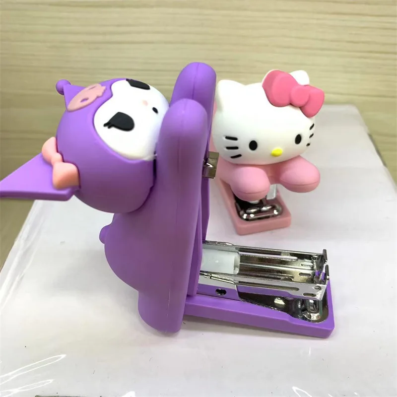 

Kawaii Sanrio Kuromi Stapler Silica Gel Anime Cinnamoroll Hello Kitty Melody Doll Desktop Stapler Stationery School Supplies