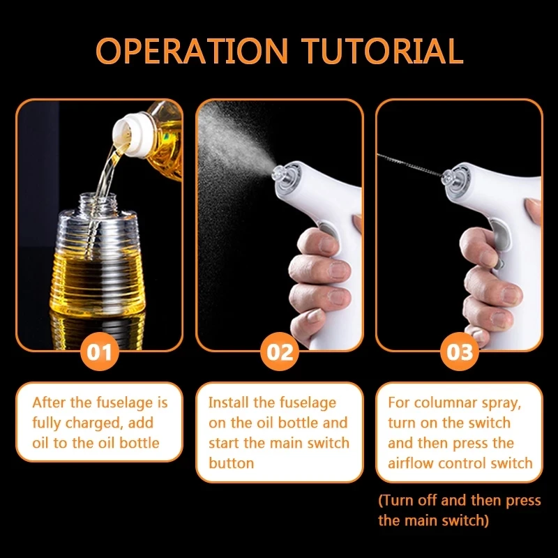 New Electric Oil Spray Bottle Dispenser USB Charging Two Spray Models Soy Sauce Jar Vinegar Storage for Kitchen Cookin