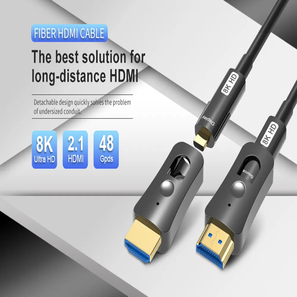 8K Fiber Optic HDMI 2.1 Cable 50m Detachable 8K HD Cable eARC