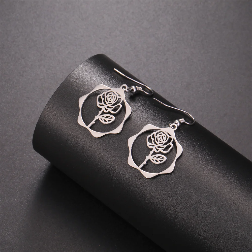 My Shape Geburts monat Blumen ohrringe für Frauen Mädchen Edelstahl Rose Iris Schnee glöckchen Blume Tropfen Ohrringe Schmuck Großhandel – Detail 12