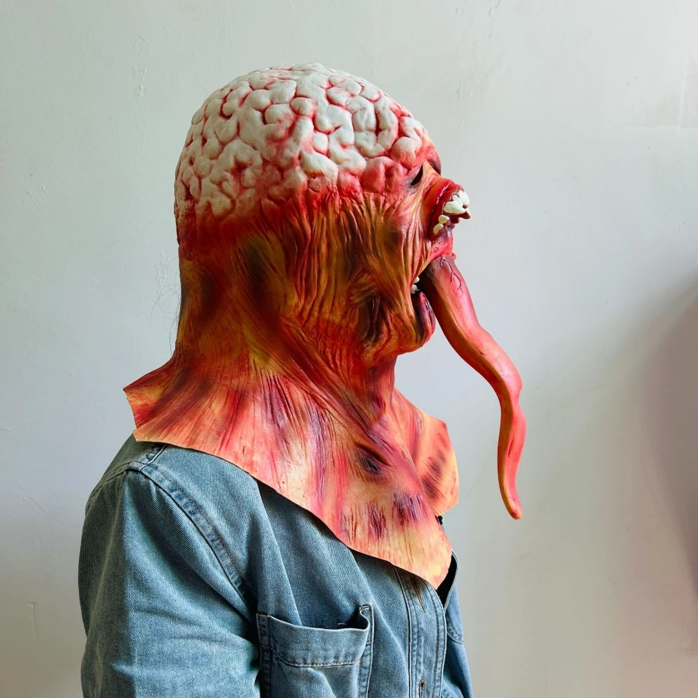 Licker Mask Cosplay Horror Movie Resident Evil Monster Latex Helmet Full Face Headwear Halloween Masquerade Party Costume Prop