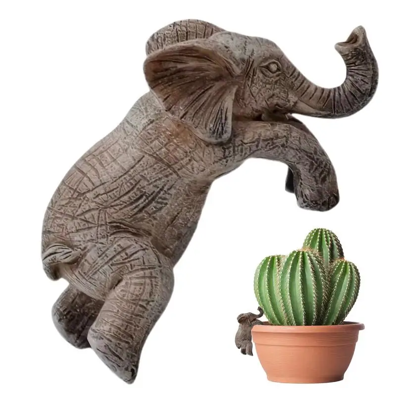 

Elephant Resin Planter Edge Decor Elephant Huggers Figurine For Plant Pot Decor Hang Resin Elephant Flower Pot Hugger For Garden