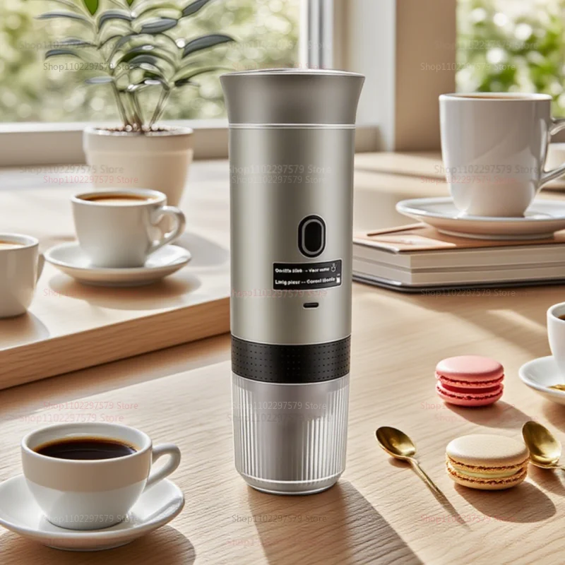 3 in 1 Wireless Heating Portable Coffee Maker for Capsule & Ground Coffee Car Use Home Camping Travel Quick Brew