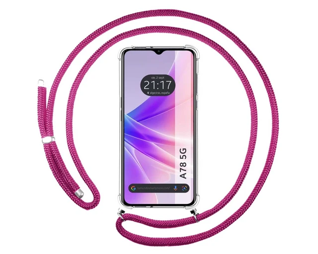 For Oppo A78 5G With Pink Cord Fuchsia Clear Pendant Case - AliExpress