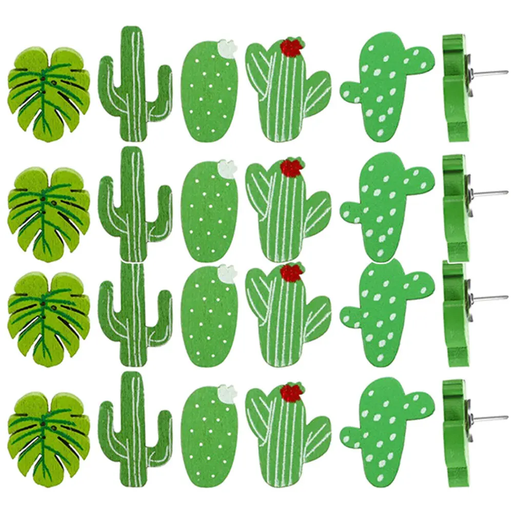 30Pcs 장 압정 사무실 홈 학교 사진 벽지도 게시판 고정용 나무 선인장 야자수 잎 모양 압정