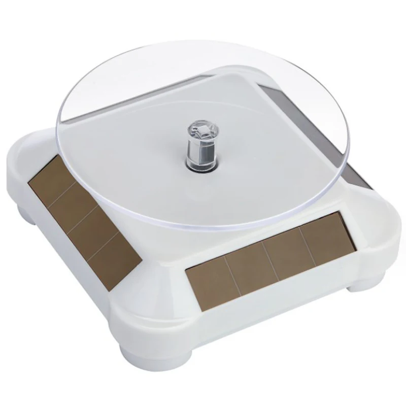 360 Degrees Dual Use Solar Rotating Display Stand Stable Automatic Turntable For Showcase Collection Shelf Rotating Display