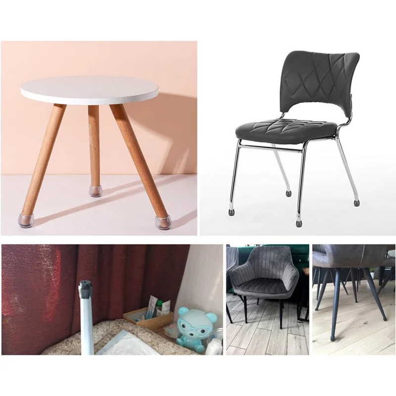 Round Chair Leg Cap Sock Non-Slip Silicone 16/32pcs 15-18mm Stool Sofa Table Foot Cover Pad Felt Floor Protector Furniture Parts