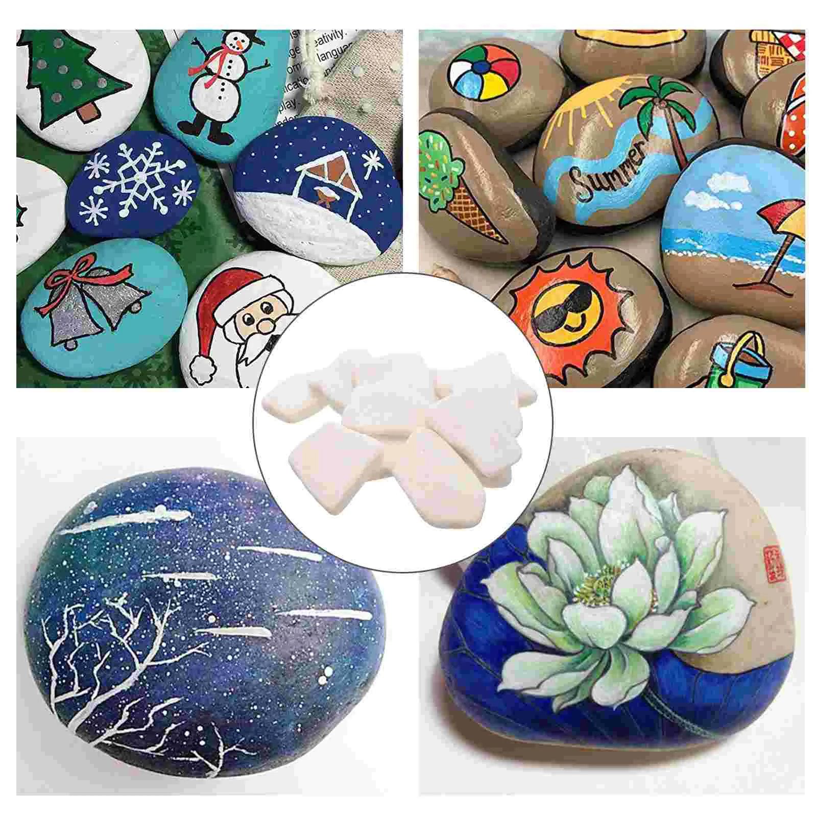 12 Pcs Marble Rocks for Painting Painted Stone DIY Craft Stones White Crafts Child 5