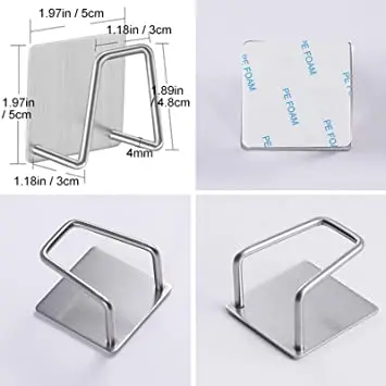 Kitchen Sink Sponge Holder 304 Stainless Steel Self Adhesive Drain Drying Rack Wall Hooks Storage Organizer Kitchen Accessories