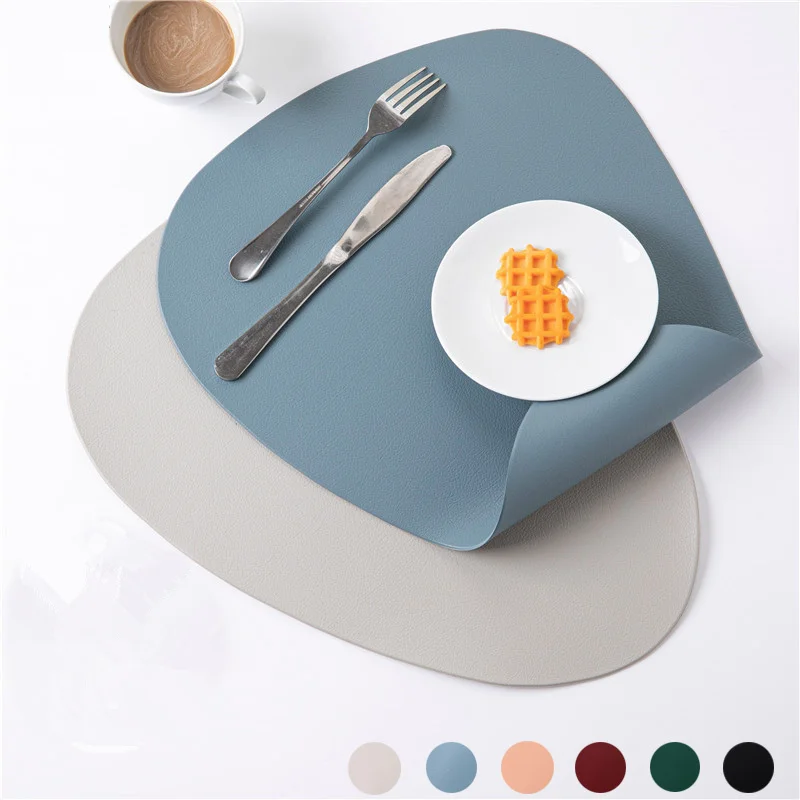 

Grey PU Leather Placemats for Table Waterproof Non-Slip Table Mat Set Coaster Set Cup Wine Mat Tableware Pad Napkin for Kitchen