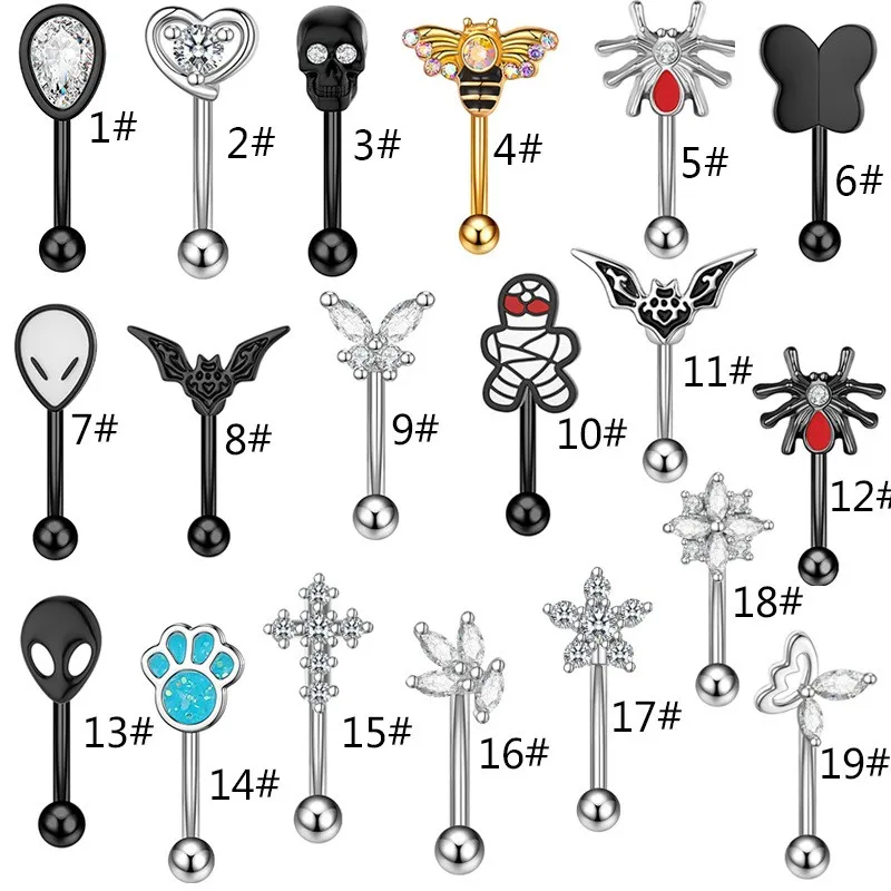 Stainless steel curved rod eyebrow nail unique shape eyebrow ring human body piercing ear cartilage nail finger jewelry body piercing jewelry