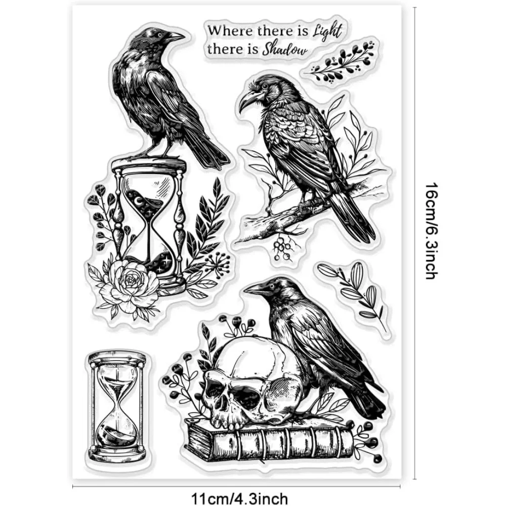 CHGCRAFT Timbri Trasparenti Teschio E Fiori | Set Di Timbri In Silicone Per Scrapbooking, Diario E Carte | Tema Giorno Dei Morti