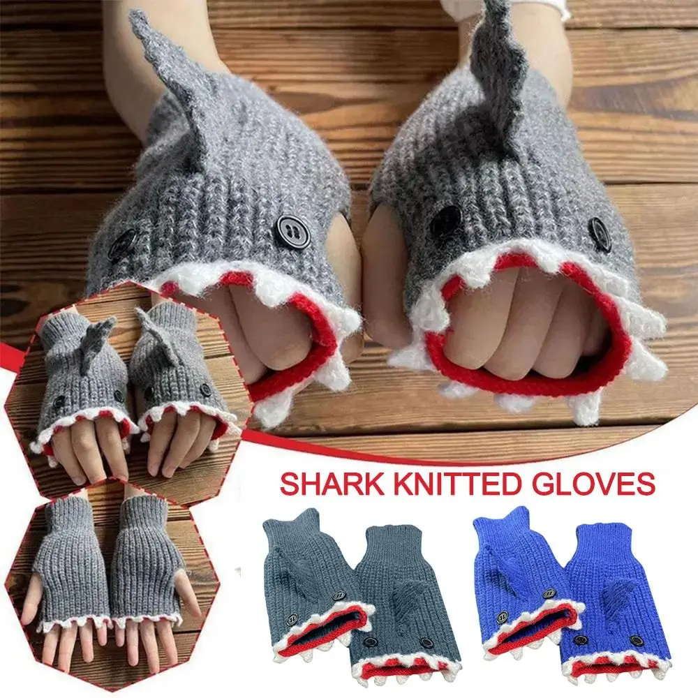 

1 пара, вязаные перчатки с принтом животных