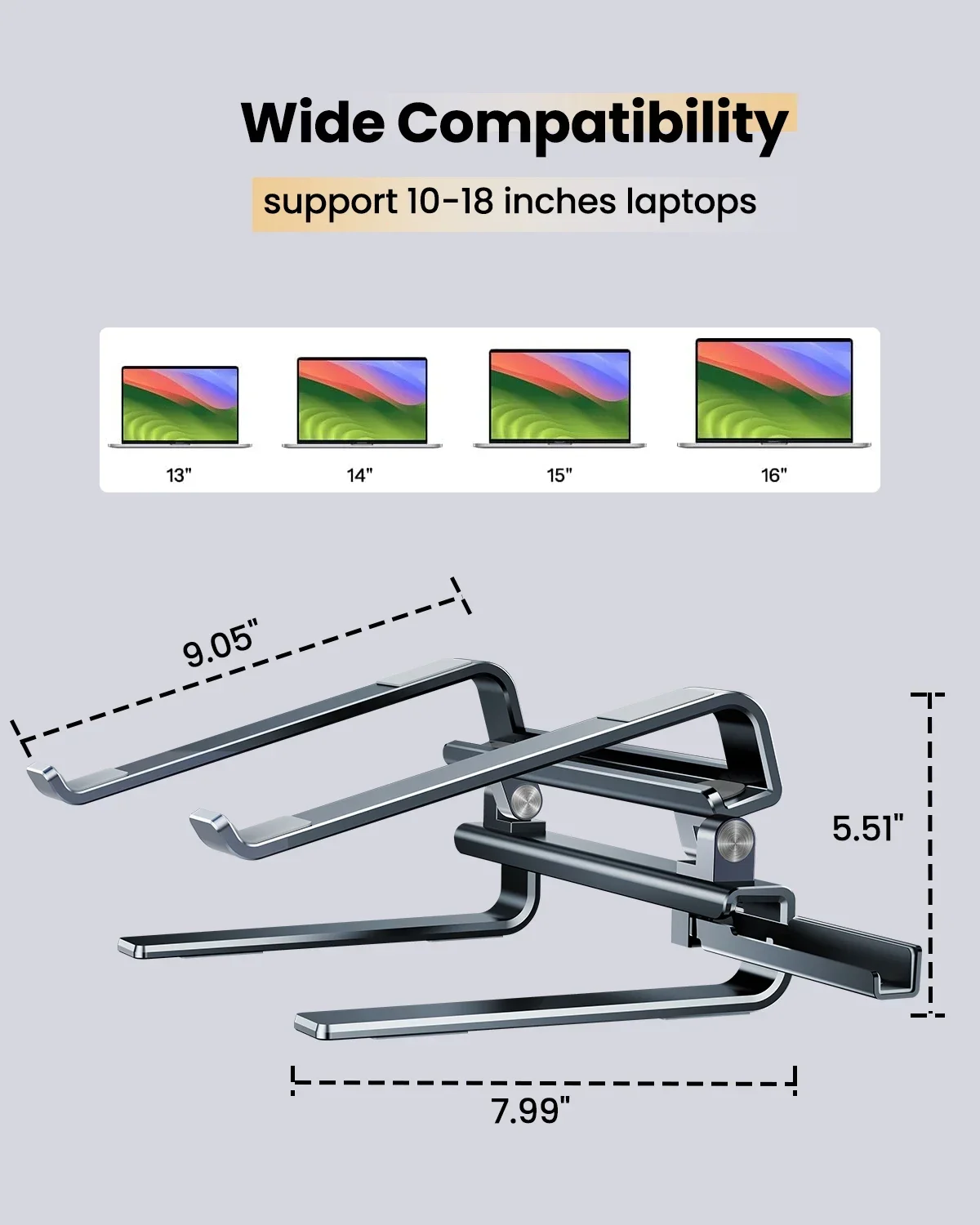 Eary Aluminum Laptop Stand for Desk With Height Adjustable Riser Ergonomic Universal For Notebook Macbook Lenovo Computer Holder