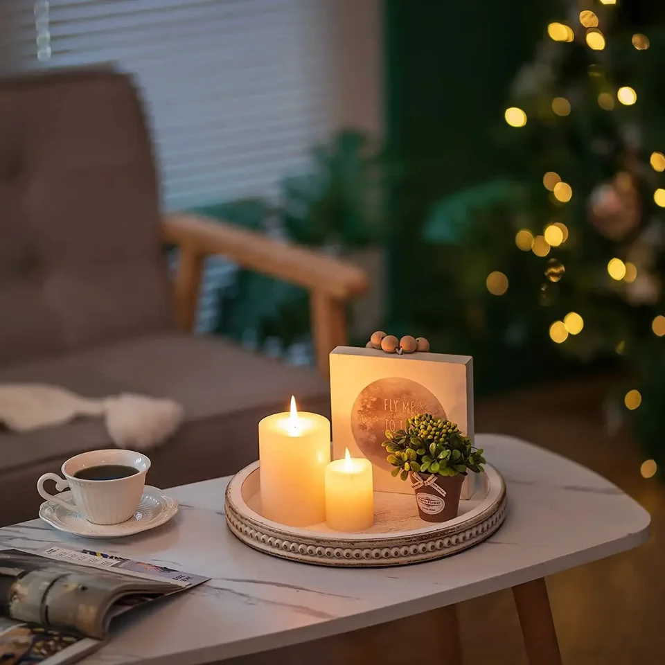 Vassoio Legno Rustico A 2 Livelli Hanobe - Centrotavola Decorativo Per Tutte Le Stagioni - Foto 8