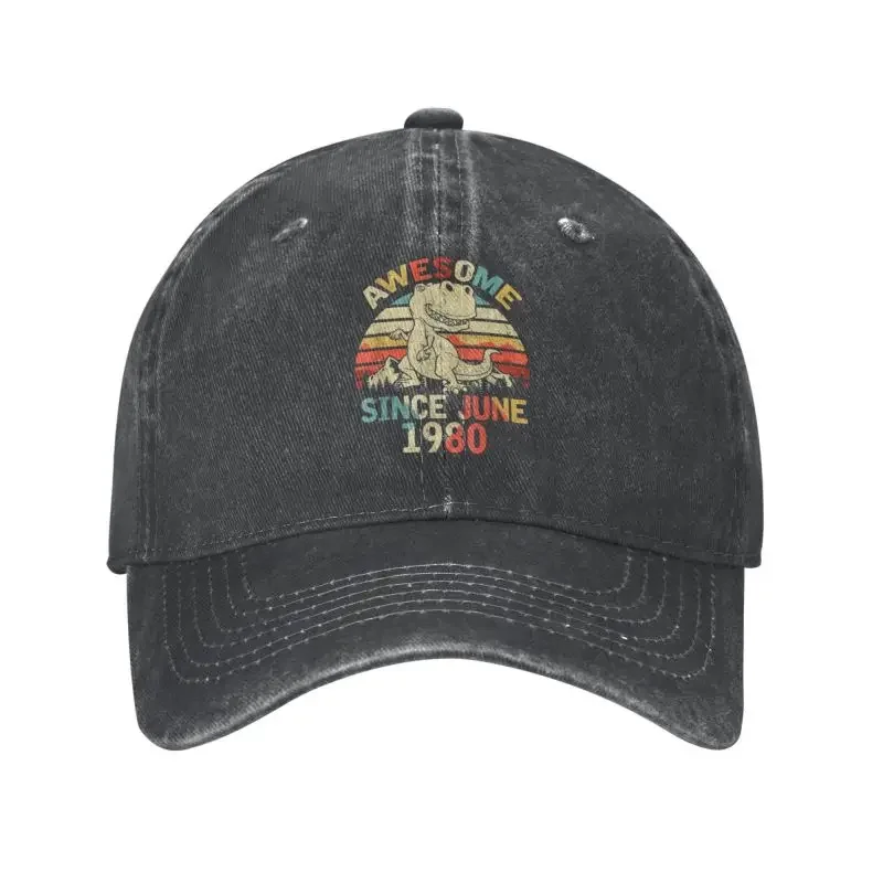 

Cool Cotton Vintage Awesome Since JUNE 1980 Baseball Cap for Men Women Custom Adjustable Unisex 43th Dinosaur Birthday Dad Hat