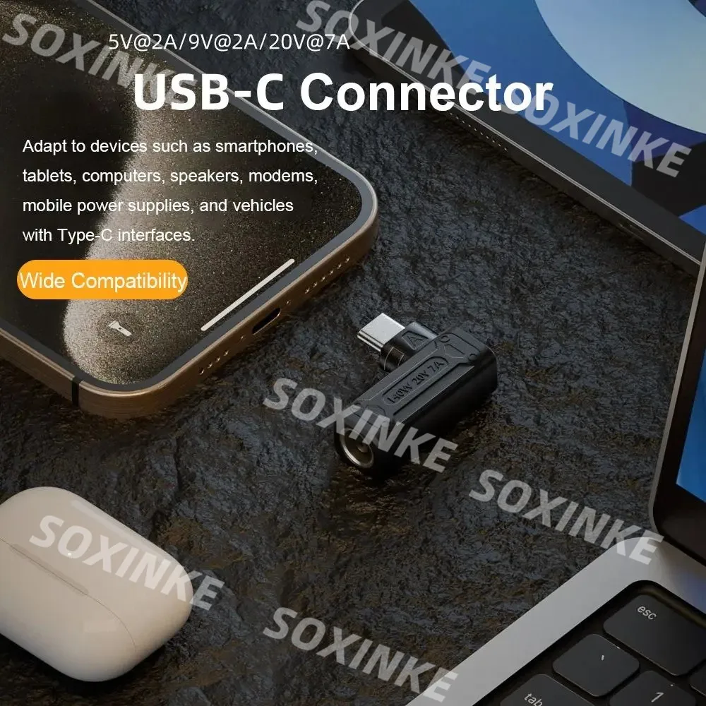 USB C 타입 PD 고속 충전 어댑터 컨버터, 델 HP, 아수스, 레노버, 삼성 노트북용, DC 전원 어댑터-USB C PD 커넥터, 140W