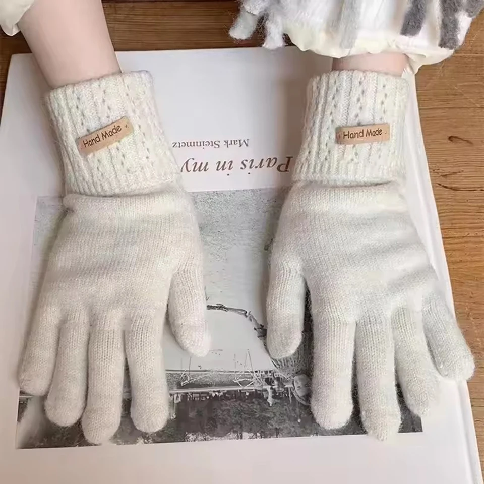 Koreanische hochwertige Strickhandschuhe für Frauen, fehlende Finger, Touchscreen-Schutzhandschuhe, einfache waschbare Vollfingerhandschuhe – Detail 8