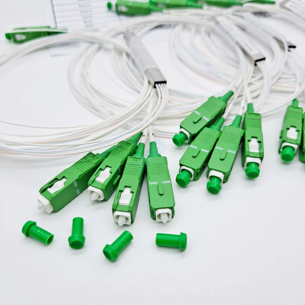10/30pcs/lot Original 1X2 1X4 1X8 1X16 1X32 PLC Spliter SC/APC SM G657A1 0.9mm PVC 1m FTTH Fiber Optic Splitter