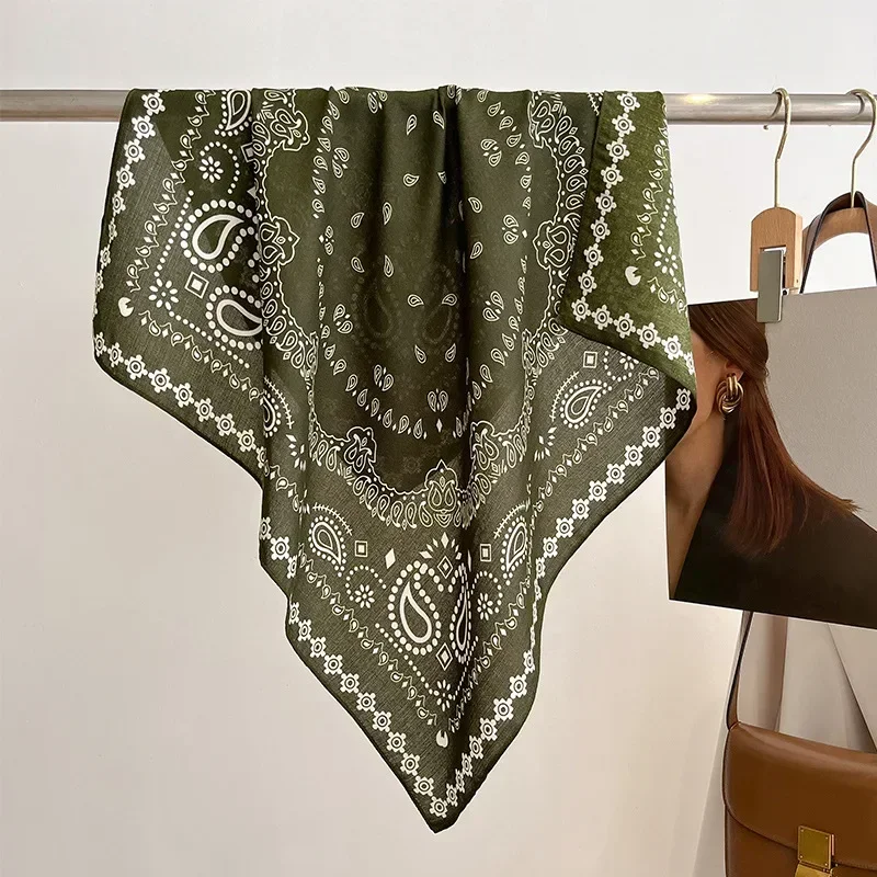Print 70*70cm Cotton Square Scarf for Women Soft Neckerchief Lady Hijab Small Neck Ties Female Hair Headbands Hijab