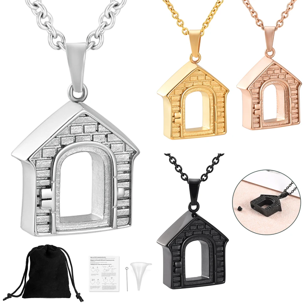 

Family's Warm Cremation Pendant Necklace House Urns For Ashes Stainless Steel Memorial Jewelry