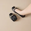 Genuine Leather Women's Flat Shoes Women Buckle Round Toe Slip on Ballet Flats Lazy Loafers Moccasins Ladies Casual Flats Shoes 5