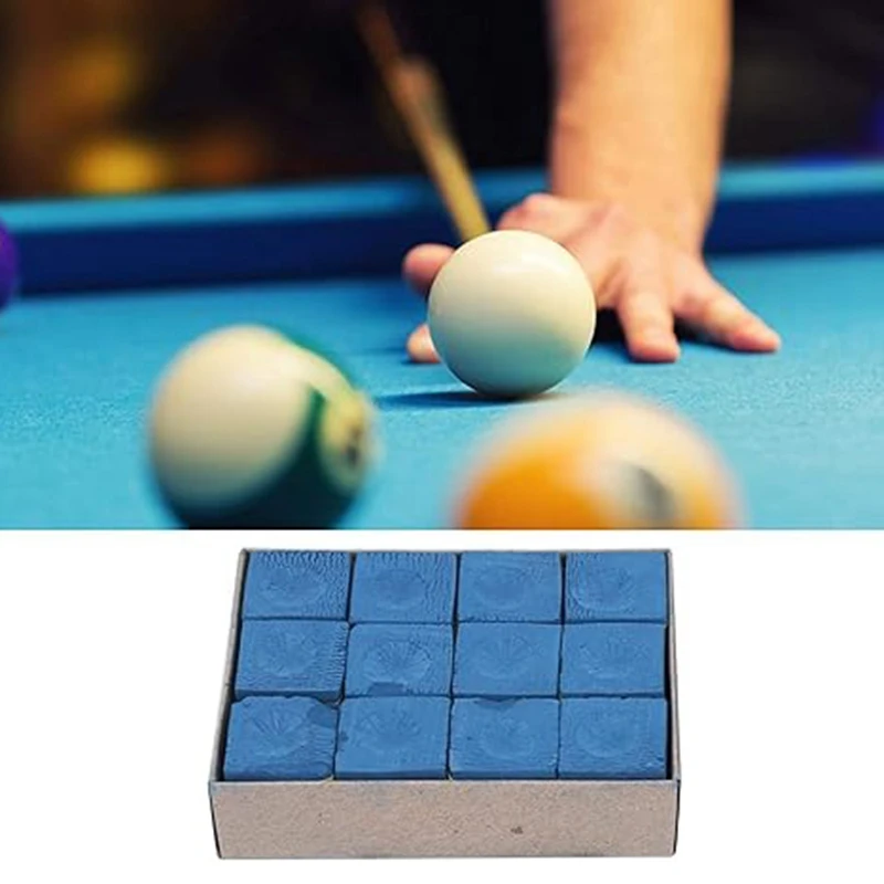 

12 Piece Snooker Pool Chalk,Billiard Ball Powder Billiards Chalks Pool Cue Accessory As Shown