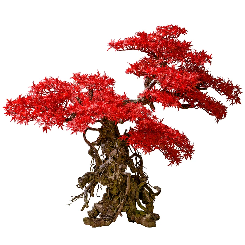 

High-End Simulation Arborvitae Welcome Pine Podocarpus Macrophyllus Red Maple Potted Fake Trees Living Room Decorative Ornaments