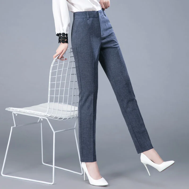 High Waist Formal Pencil Ankle-length Pants For Women Ol Sweatpants Classic Pantalones Straight Chic Trousers Slim Spodnie New