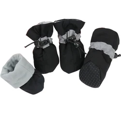 Set of 4 Waterproof Anti-Slip Winter Dog Boots - Thick, Warm Footwear - 6 (Spring Black)