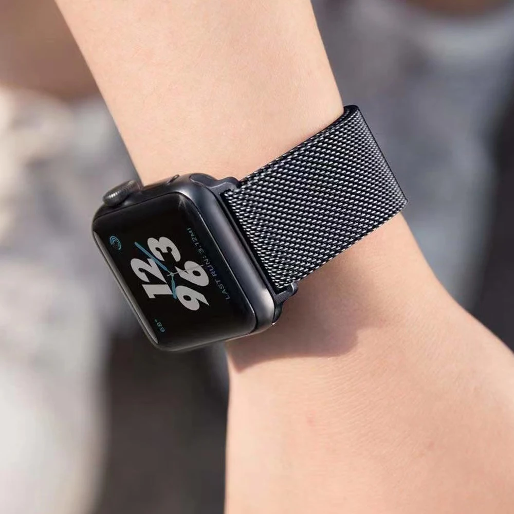 Metal Strap Milanes loop apple watch band 44mm 45mm 41mm 42mm 40mm 38mm magnetic stainless steel correa bracelet iwatch se 73456