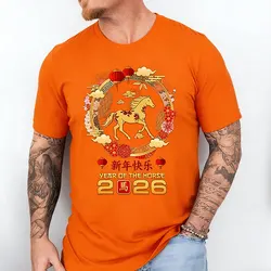 Retro Chinese Lunar New Year Horse T - Shirt - Unique Unisex Fashion Top - XS (3003091HE - 4)
