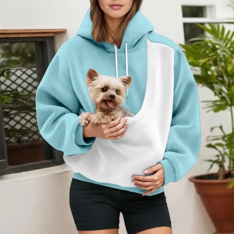 Hands free pet hoodie pouch