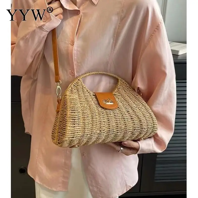 Fashion Women Shoulder Bag Handle 2023 Summer Holiday Style Straw Eco-Friendly Paper Rope Woven Bags Street Tote Handbags Clutch
