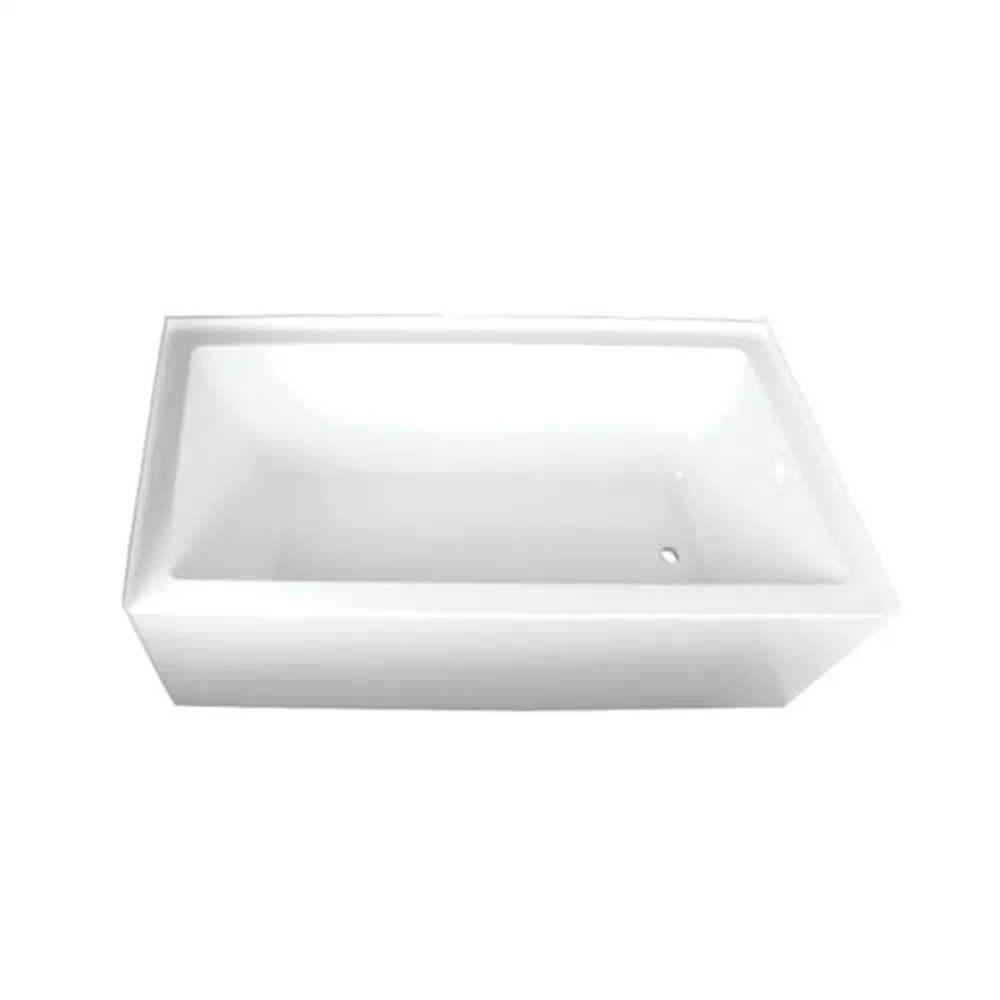 60" Alcove Tub with Drain Hole Glossy White Acrylic Finish 2