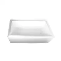 60" Alcove Tub with Drain Hole Glossy White Acrylic Finish 2