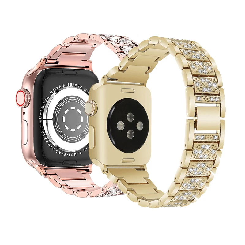 

Luxury Diamond Metal Strap+Case for Apple Watch 7 6 5 4 3 2 SE series 7 Loop Strap for iWatch 45MM 44MM 42MM 41MM 40MM 38MM Band