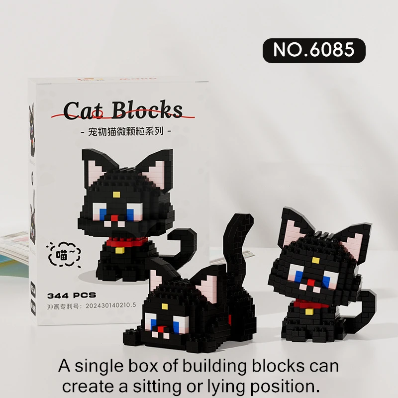 Cute Cat Meow Series Tiny Particle Orange Cat Building Blocks Ragdoll Silver Gradient Cow Building Block Toy 5