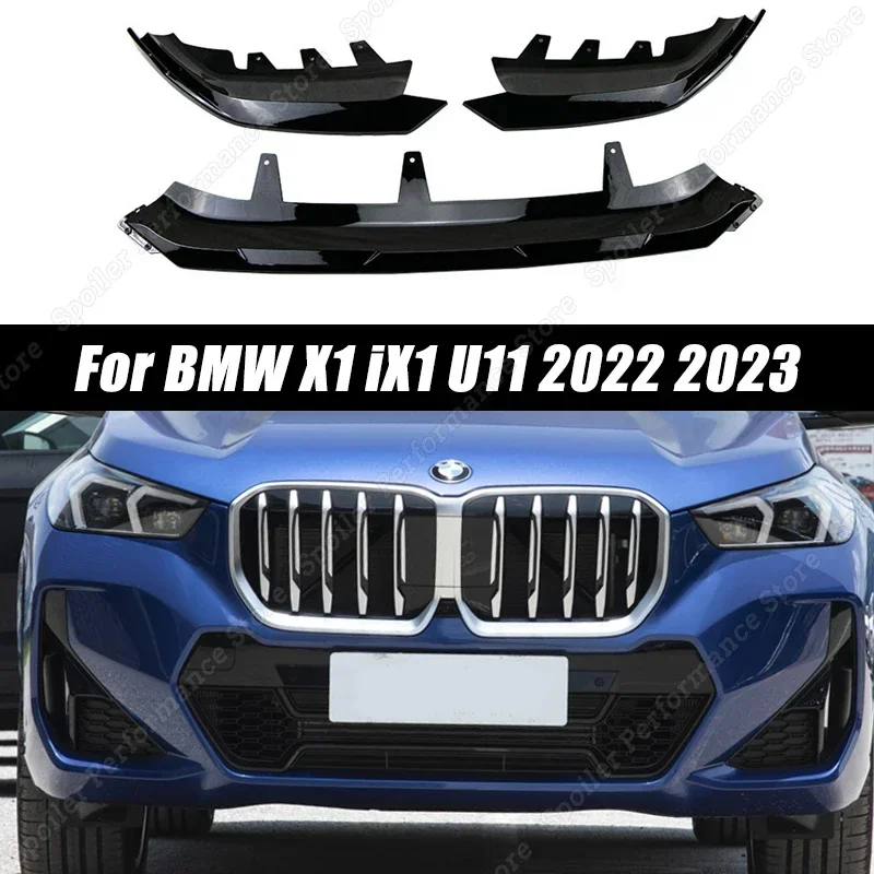 

Car Front Bumper Lips Splitter Spoiler Diffuser Guard Cover Trim for BMW X1 IX1 U11 2022-2023 MP Style ABS Plastic Accessories