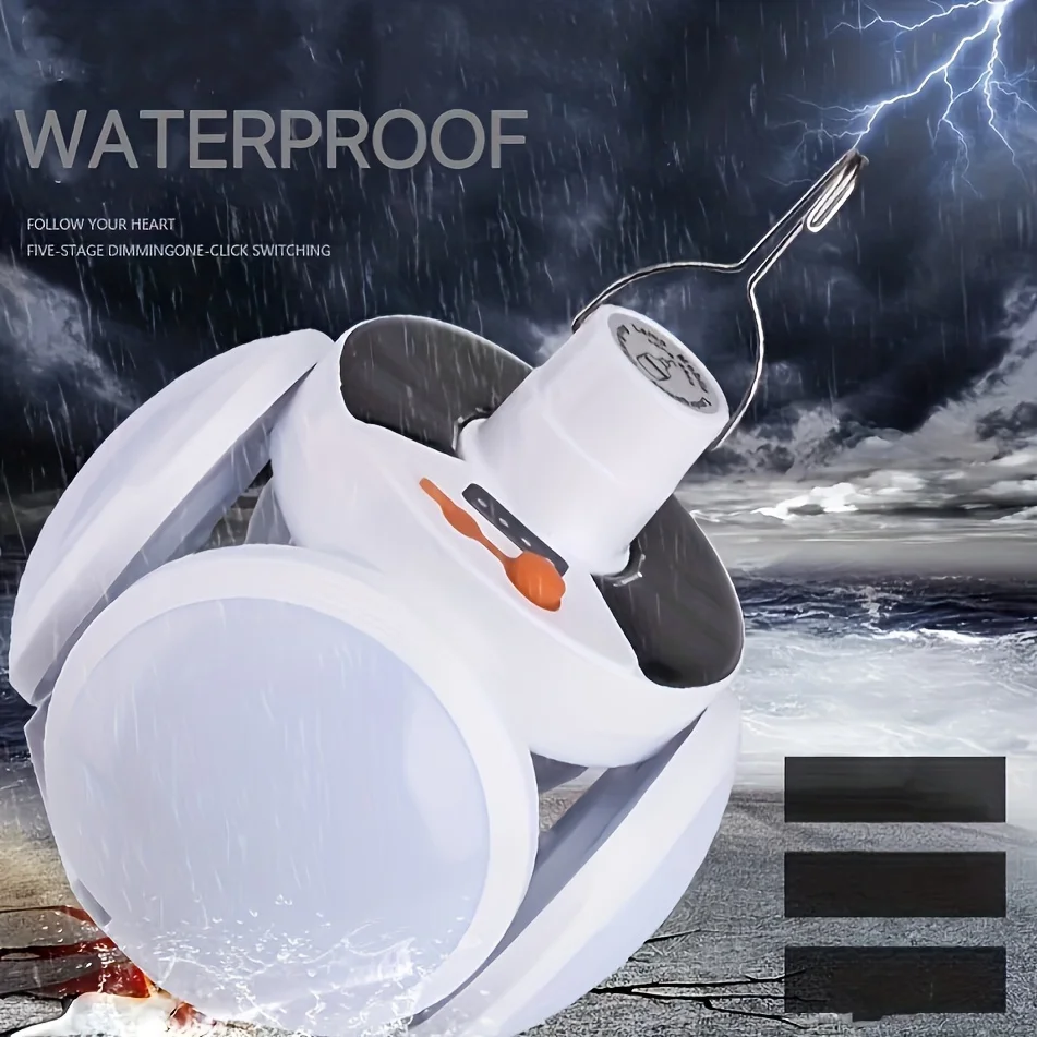 Camping Light Portable Solar Hook Remote Control Folding Football Bulb Rechargeable Desk Lamp Tent Emergency Chandelier