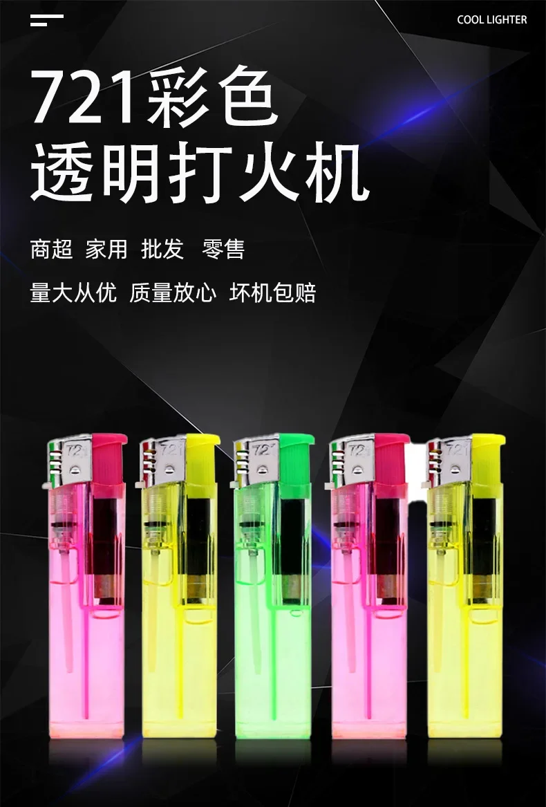 Description Picture 2 of item2024 Wholesale Transparent Plastic Lighter Electronic Open Flame Cigarette Lighter Supermarket Promotional Gift Men'S Cigarette