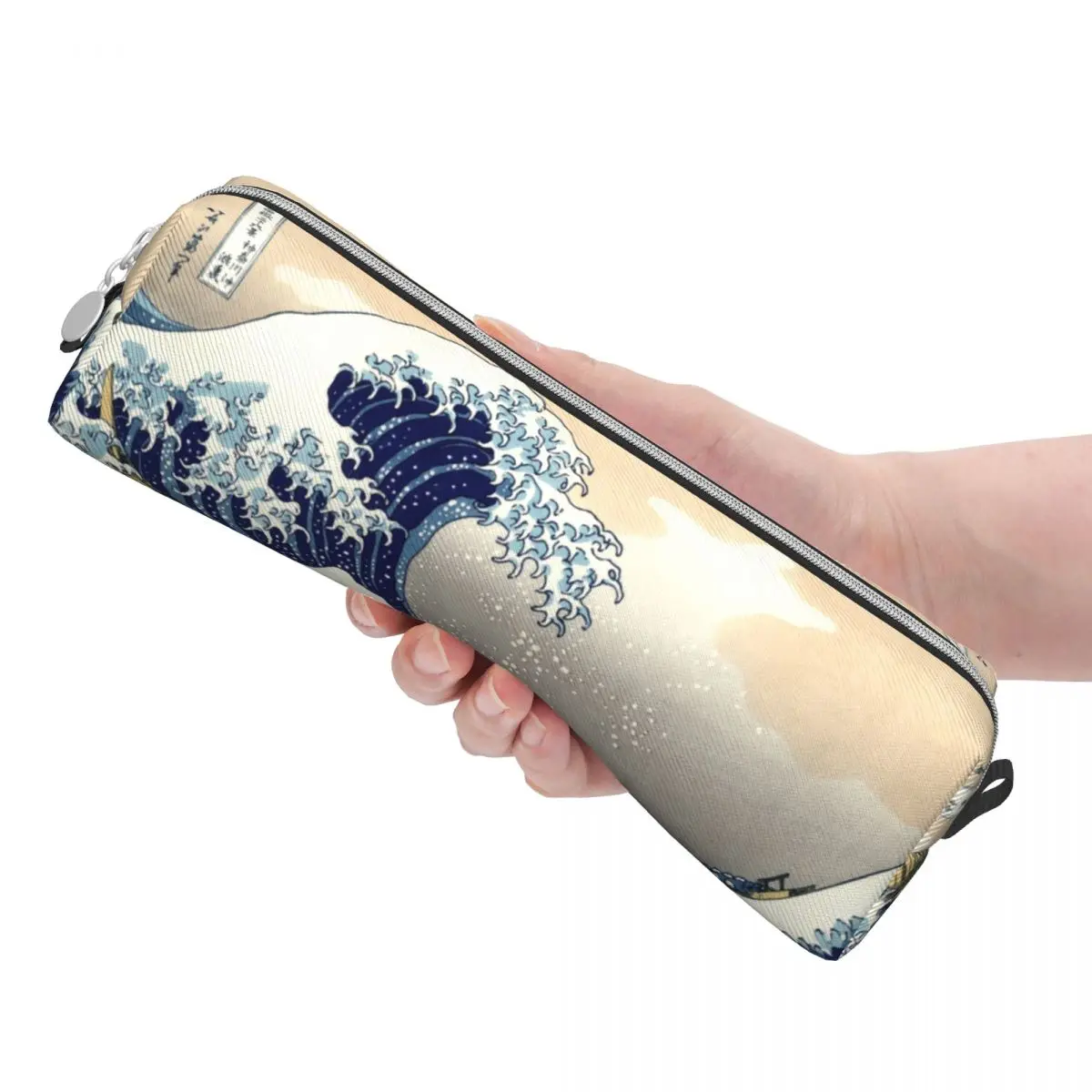 Vintage The Great Wave Off Kanagawa Pencil Cases Mount Pencil Box Pen Holder for Student Bags School Supplies Zipper Stationery