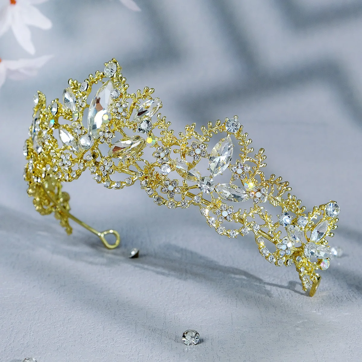 Dame Freiheit Tiara Cosplay Party Krone Silber und Gold funkelnden Strass Hochzeit Krone Braut Kopfschmuck Kleid Accessoires – Detail 19