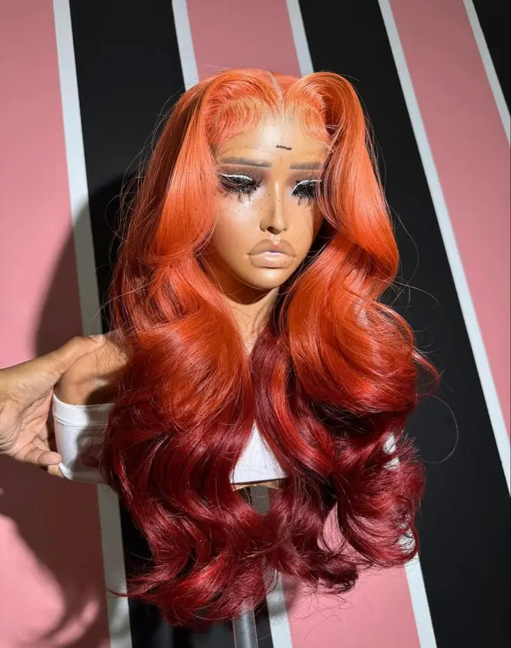 28 Inch Ginger Orange Red Lace Front Wigs 13x4 HD Lace Frontal Body Wave 13x6 Front Human Hair Wigs For Women