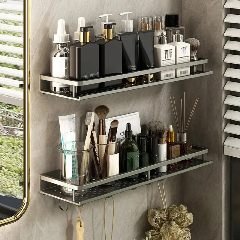 Storage rack gun gray bathroom storage rack towel rack cosmetics shelf for bathroom item storage