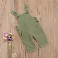 Toddler Baby Boys Girls Spring Summer Sling Jumpsuit Pants Solid Color Sleeveless Suspender Pants Baby Overall Rompers 2