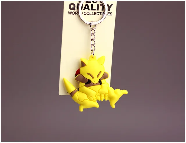 Pokemon Anime Marowak Abra Gengar Ponyta Porygon Alloy Silicone Keychain Accessories Pendant Bag Key Ring Pendant Birthday Gifts 6